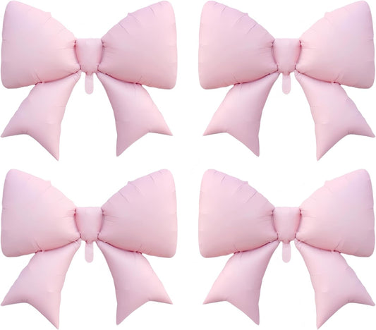 4Pcs Giant Pink Bow Balloons 38Inch/coquette Birthday Party Supplies/Pink Bachelorette Bridal Engagement Wedding Anniversary Supplies for Women/Valentine's Day Decor