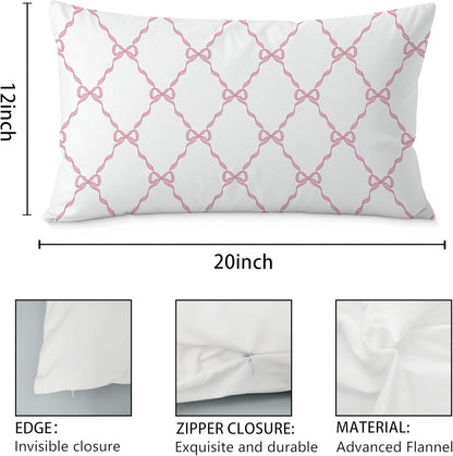 Pink Coquette Bow Pillow Covers 12x20, Preppy Bow Room Decor, Preppy Pink Pillow Covers, Girly Bedroom Dorm Decor, Coquette Stuff