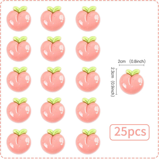 25Pcs Resin Peach Cupcake Toppers 2D Pink Peachs Cupcake Picks Peachs Table Decorations for Baby Shower Boys Girls Peach Fruit Birthday Bridal Shower Wedding Fruit Party Decorations