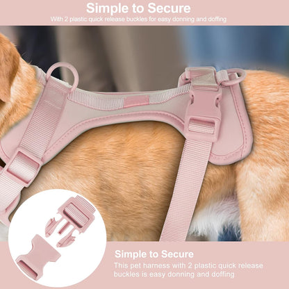 Wisedog No Pull Lightweight Dog Harness: Adjustable Breathable Pet Vest Harness with Soft & Comfortable Cushion for Small Medium Large Dogs (Medium, Gossamer Pink)