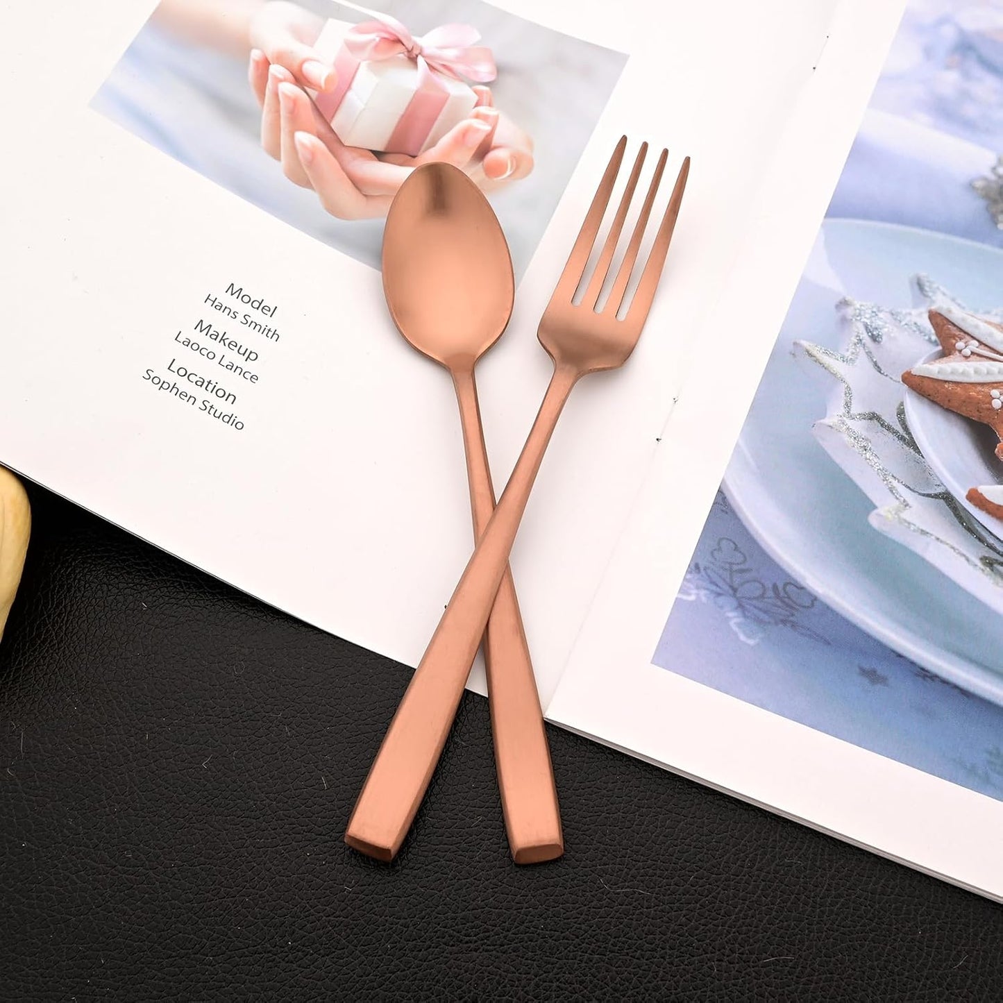Copper 18/10 Stainless Steel Dessert Spoon Set of 8, Soup Spoon Mixing Milk Teaspoon Cream Scoop, Matte Finish (6.69-inch, Rose Gold)