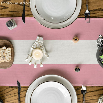 Artoid Mode Pink White Stripes 2026 New Year Christmas Table Runner, Winter Classic Modern Party Kitchen Dining Table Decoration for Home Party Decor 13x72 Inch