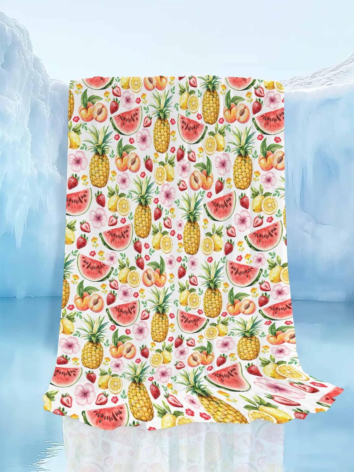 Cooling Throw Blanket for Hot Sleepers, Pineapple Lightweight Breathable Summer Blanket, Strawberry Peach Lemon Watermelon Peach Double-Side Cool Throw Blankets for Sleeping Travel, 30"x40"