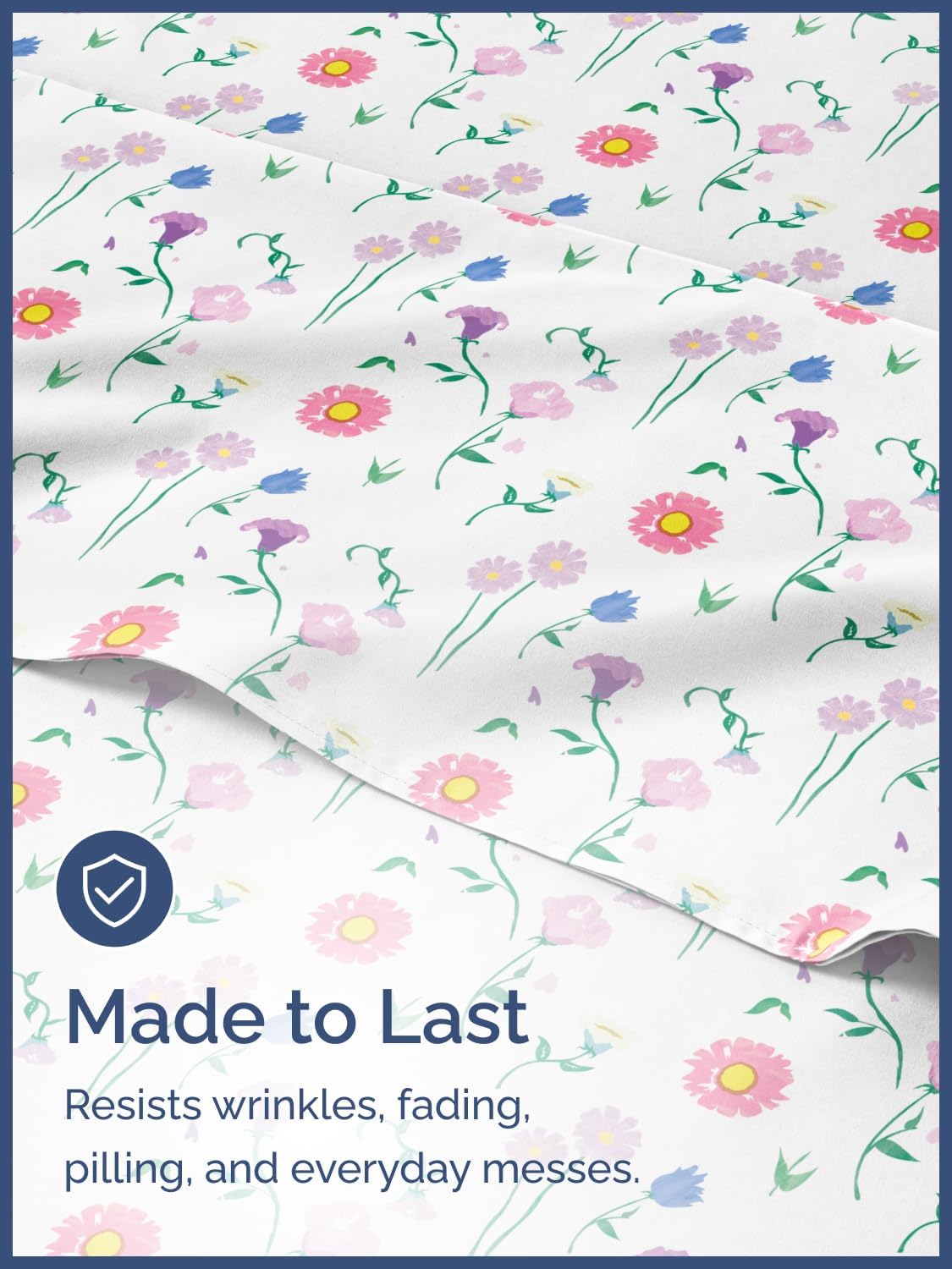 Kids Full Size Bed Sheet Set - 4 Piece Kids Loft Bed Sheets - Floral Flower Themed Bedding - Soft, Cute - Breathable and Machine Washable - Pretty Pink Flower Bed Set for Boys, Girls, Teens & Toddlers