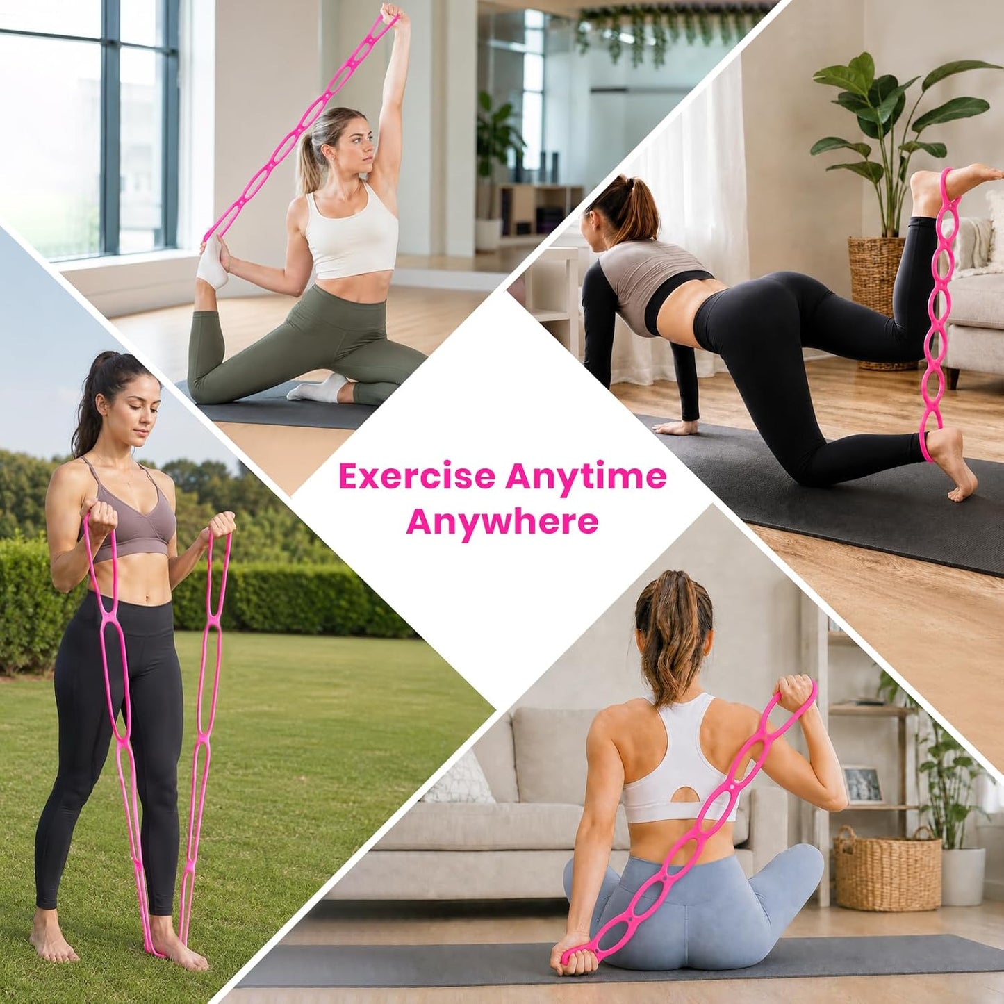 7 Ring Adjustable Resistance Bands, Workout Stretch Fitness Resistance Exercise Band with 7-Level, Ideal for Women Men Yoga/Pilates/Physical Therapy/Home Gym for Arm/Shoulders/Foot/Leg Fitness
