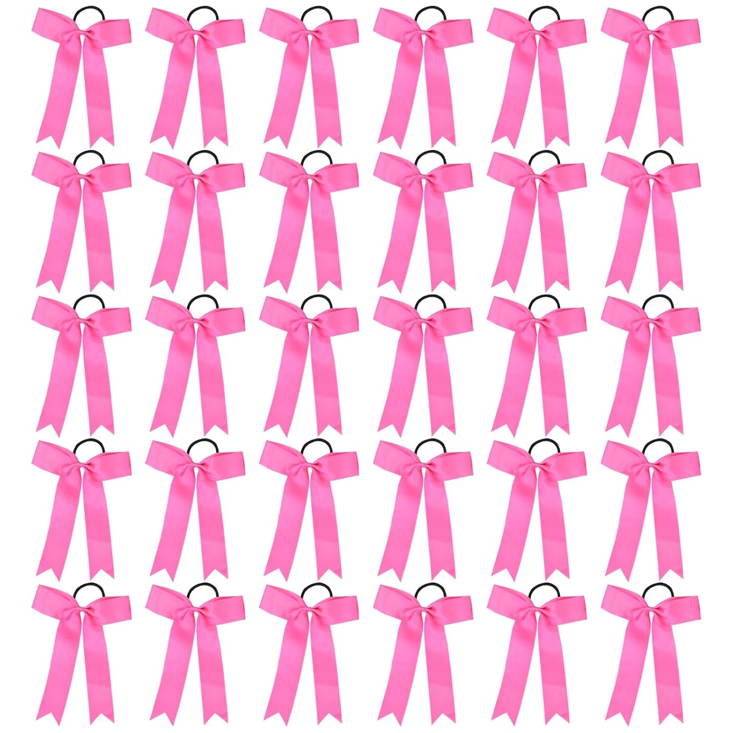 30 PCS College Style Cheer Bows Collegiate Long Tail Skinny Cheer Bow Elastic Hair Tie Bows for Teens Girls Softball Competition Sports Cheerleaders (Pink)