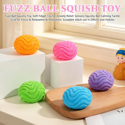 Fuzz Ball Squishy Stress Ball, Slow Rising Memory Foam, Fidget Toy for Adults, Anxiety and Stress Relief (Pink)