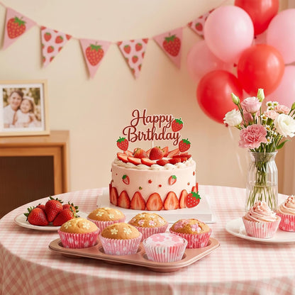 100 Pack Cupcake Liners Pink Cute Cupcake Liners Pink Floral Cupcakes Wrappers for Birthday Tea Themed Party Decor