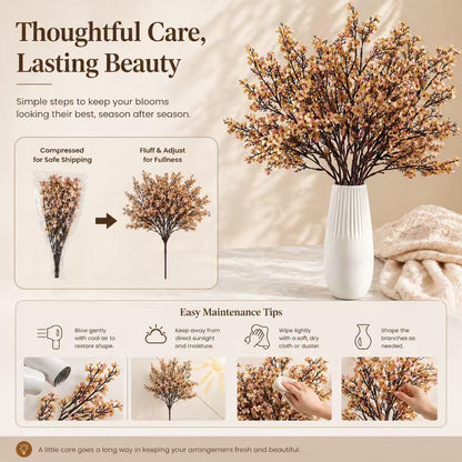 Mandy's Light Pink Artificial Baby’s Breath Flowers 6 Bundles Silk Gypsophila, 18.5 Inch European Style Modern Home Decor Centerpiece, Neutral Wedding Flower Arrangements