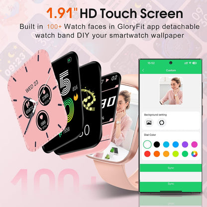 Csasan Smart Watch for Men Women(Answer/Make Call), 1.91" HD Screen Smartwatch Heart Rate/Sleep/Steps Monitor, 100+ Sports Fitness Watch, IP68 Waterproof Activity Trackers for Android iOS Pink
