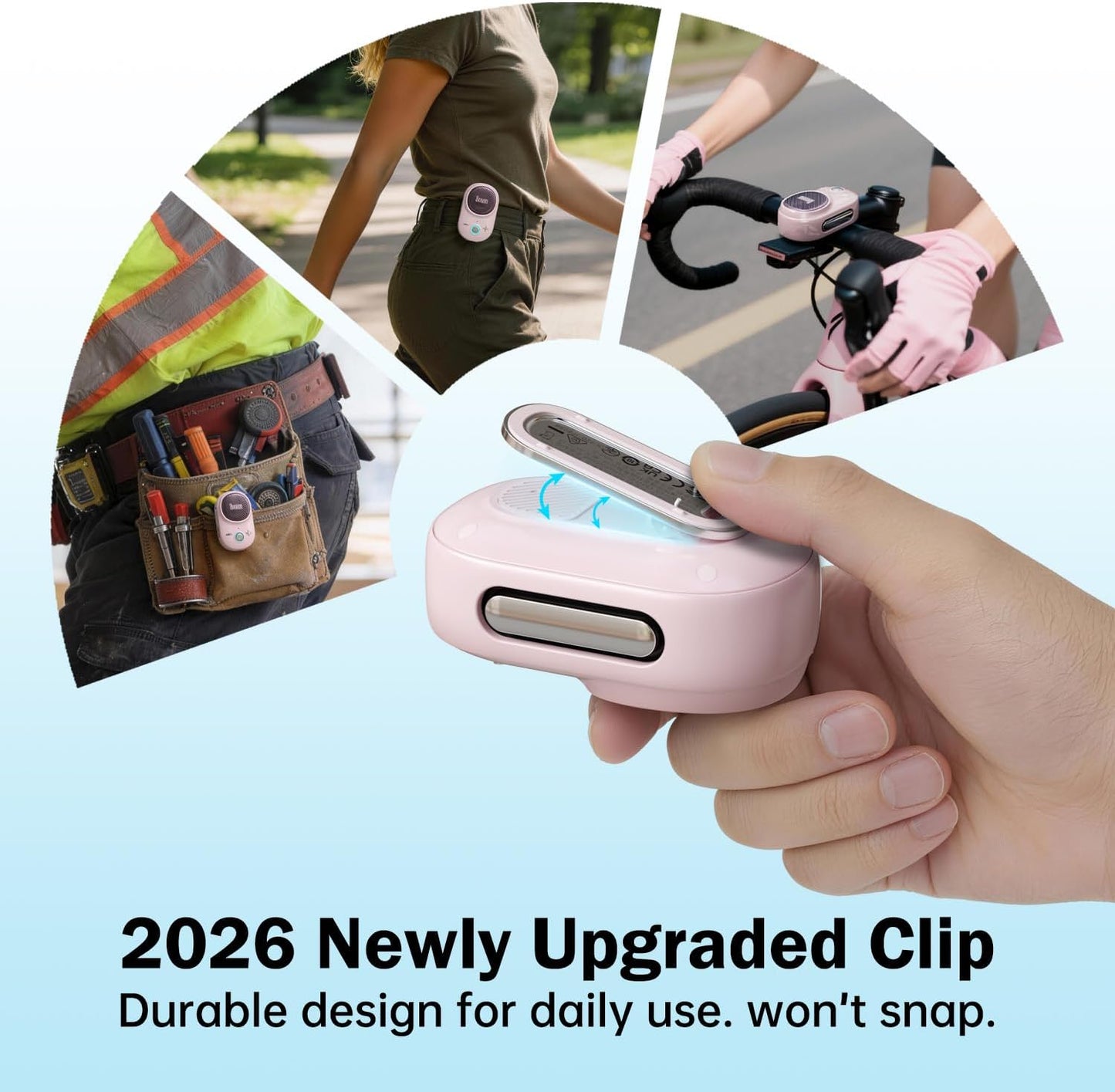 Divoom Itour-S Wearable Bluetooth Speaker, IP67 Waterproof Dustproof, Portable Small Clip-On Bluetooth Speaker, 10H Playtime, for Kitchen, Work, Travel, Biking, Golf, Pool (Pink)