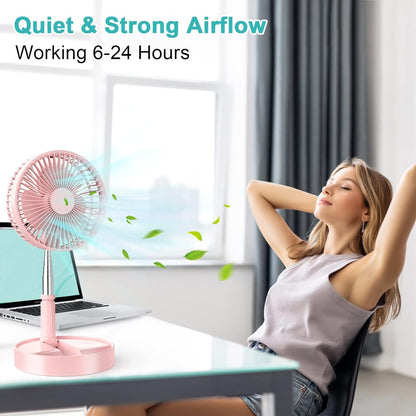 Flodaway Fan Rechargeable, Fold Away Fans Portable for Traveling Foldable Compact, Desk and Floor Fan 7200mAh Portable Folding Fan Battery Operated Adjustable 14.5-40"