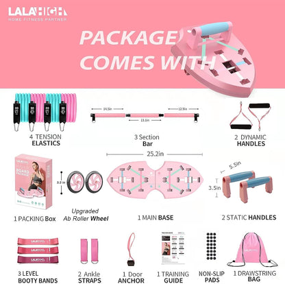 LALAHIGH Push Up Board,36 in 1 Home Gym Equipment with Ab Roller Wheel & Resistance Bands, Portable Foldable Workout Board for Full Body Strength Training Men Women,Gift for Grilfriend