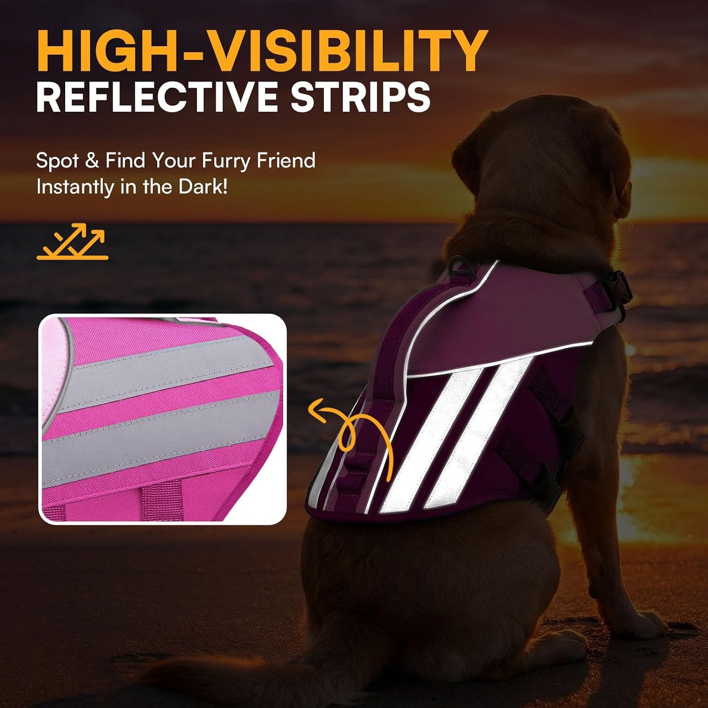 Queenmore Dog Life Jacket for Small Dogs, Lightweight High Buoyancy Dog Life Vest for Swimming, Adjustable Pet Pool Float with Reflective Strips, Puppy Lifesaver Preserver, Rose Pink S