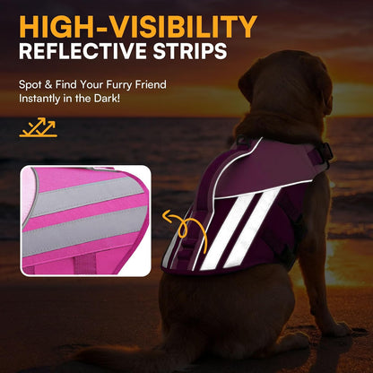 Queenmore Dog Life Jacket for Small Dogs, Lightweight High Buoyancy Dog Life Vest for Swimming, Adjustable Pet Pool Float with Reflective Strips, Puppy Lifesaver Preserver, Rose Pink S