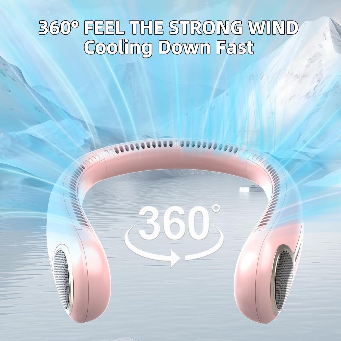 Portable Neck Fan, Personal Wearable Bladeless Fan, 6000mAh USB Rechargeable, 360° Cooling, LED Display, 4-Speeds, Hands Free Fan for Outdoor Indoor, Birthday Gifts for Men Women Dad Mom (Pink)