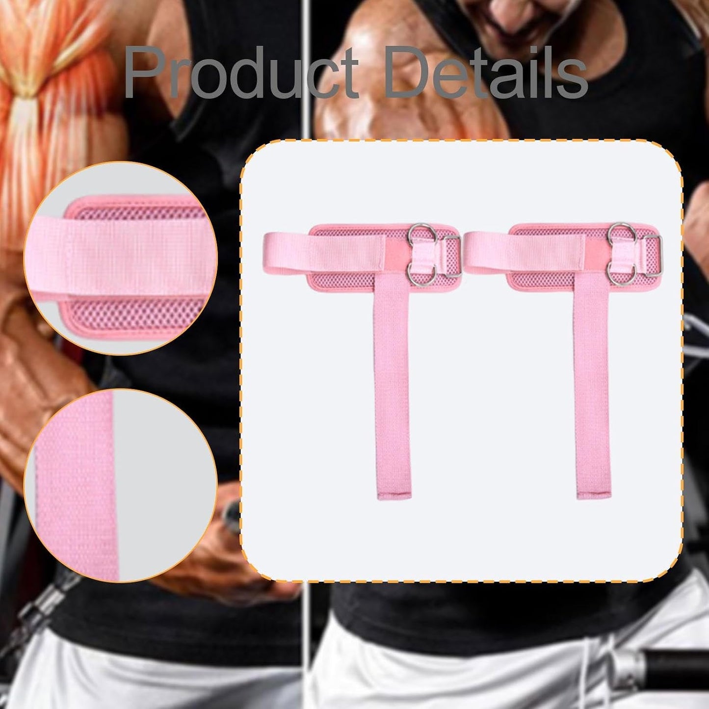 Set of 2 Wrist Straps for Weightlifting, Fitness Equipment with Double D-Rings for Training.