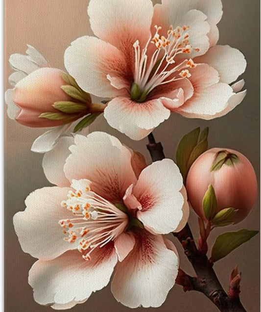 Generic Floral Canvas Wall Art, Watercolor Painting Floral Print Picture, Nature Plant Wall Art For Living Room Decor, Peach Blossoms Poster Artwork 20x24 Inch Frameless