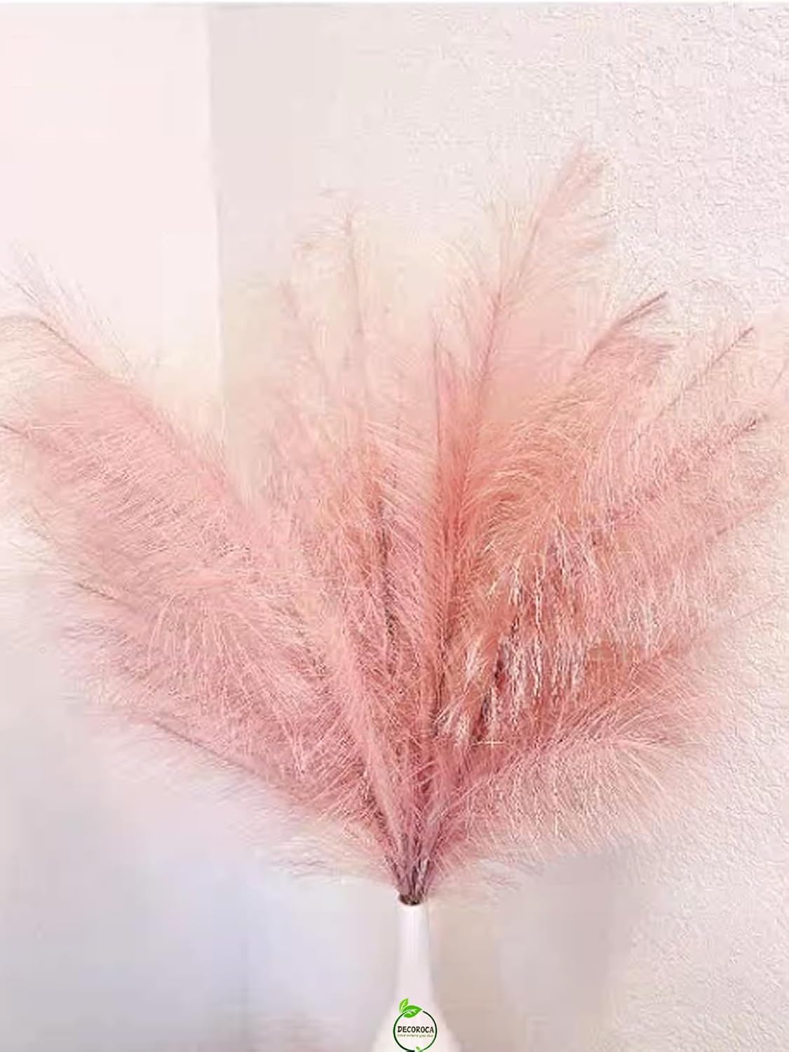 Decoroca Pampas Grass Set - 5 Pcs Faux-Pampas-Grass - 40''/3.3 Ft Tall Non-Shedding，Pink-Pampas-Grass for Home, Bedroom Table, Office, Boho Wedding and Events Decoration