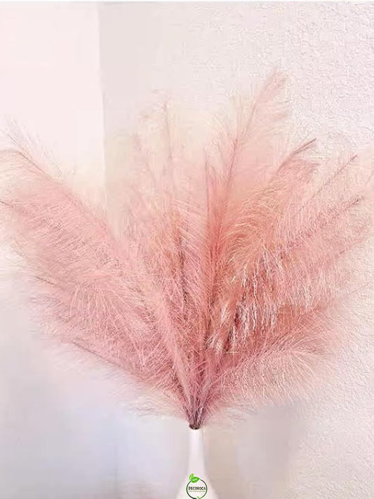 Decoroca Pampas Grass Set - 5 Pcs Faux-Pampas-Grass - 40''/3.3 Ft Tall Non-Shedding，Pink-Pampas-Grass for Home, Bedroom Table, Office, Boho Wedding and Events Decoration