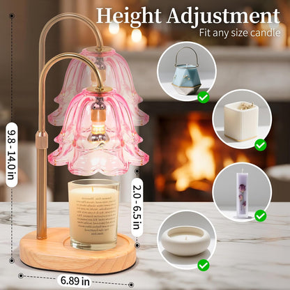 Flower Candle Warmer Lamp with Timer - Dimmable Electric Candle Warming Lamps, Adjustable Wax Melter Wamers Light for Jar Candles, Birthday Gifts for Women, Christmas New Home Decor