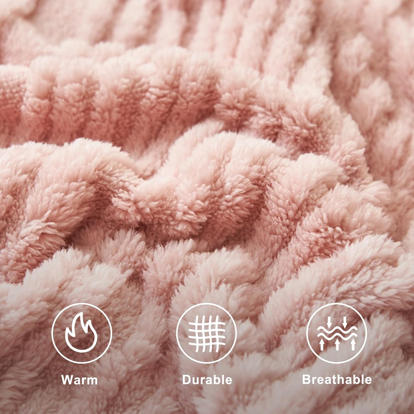PU MEI Sherpa Throw Blanket for Couch Sofa 60”*80”- Fleece Tufted Fuzzy Soft Cozy Blanket for Bed, Thick Warm Blanket for All Seasons, (Pink)