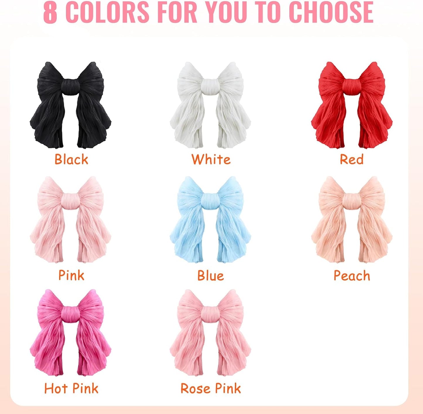 1 String of 6 Peach Bows Garland Banner Decoration, Adjustable Pre-Strung Ornaments for Birthday, Bachelorette Party, Bridal Shower, Wedding, Engagement, Baby Shower, Graduation Decor, Anniversary