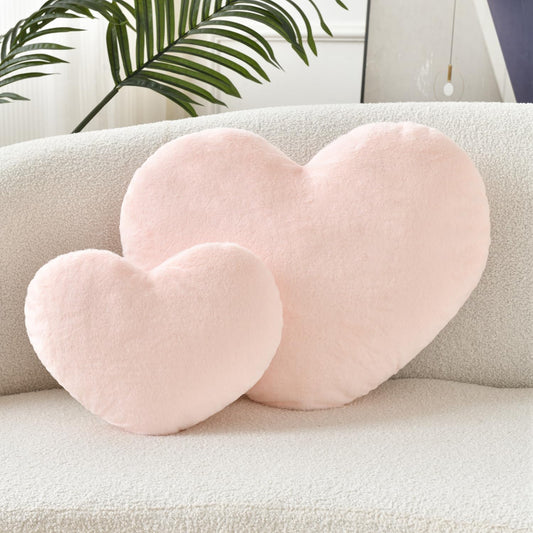 Petrella Heart Pillow Cute Fuzzy Pillows Throw Pillows for Bed Livingroom Home Decor Cushion Decorative Aesthetic Preppy Pillows Pink2,Small 13"x10"