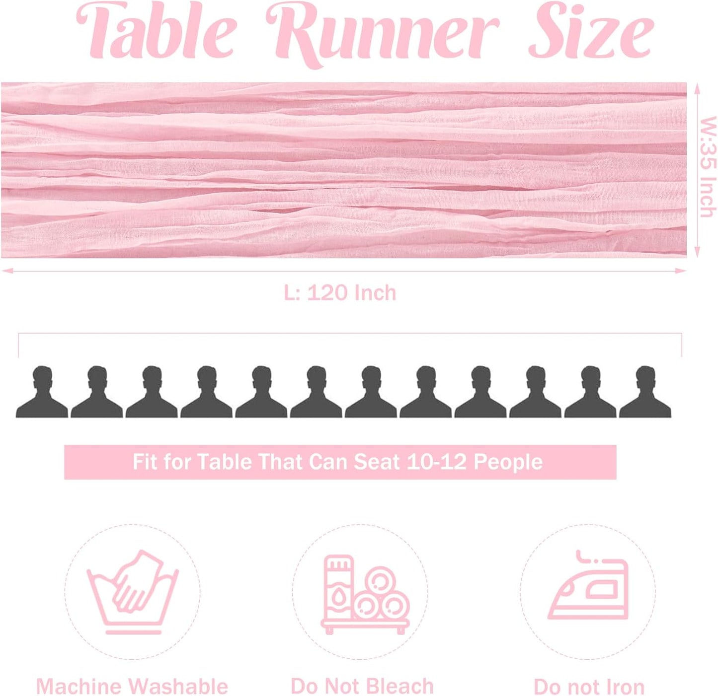 Pink 10FT Cheesecloth Table Runner Boho Gauze Fabric Table Runner Rustic Sheer Runner for Wedding Bridal Baby Shower Birthday Party Boho Table Decor（1 Pack Pink）