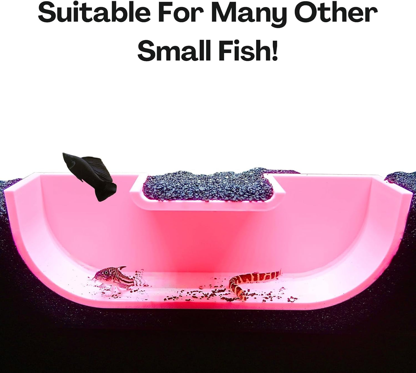 Underground Tunnel Hideout Cave | Aquarium Hide for Small Fish & Shrimp | Viewing Betta Fish Rest Hammock Enrichment Toy | Tank Accessories Decorations Toys Decor (Pink)