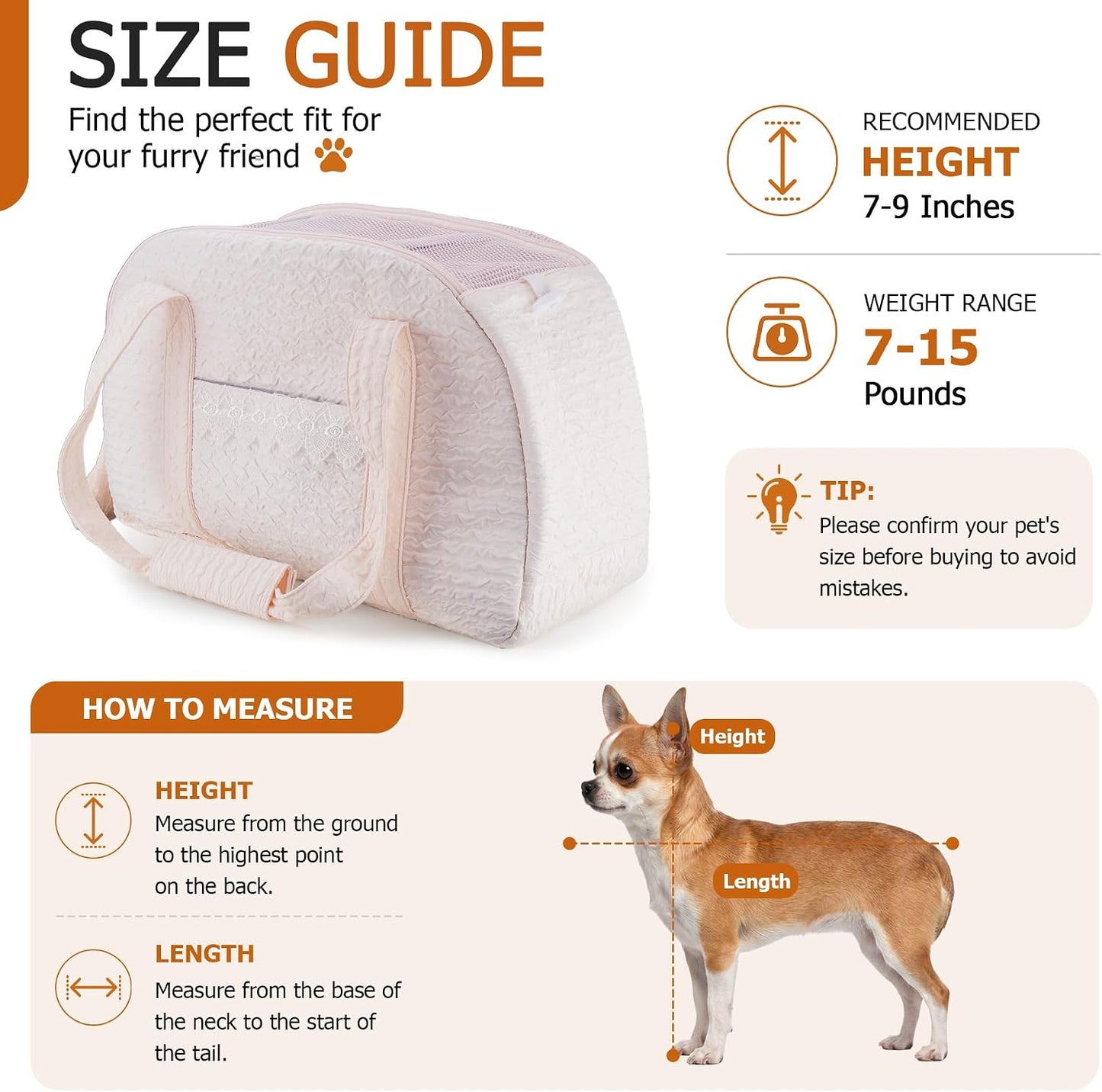Dog Carrier Tote Bag for Small Cats Dogs, Foldable Soft-Sided Lightweight Pet Travel Carrier, Fits Pets up to 15 lbs (Pink)