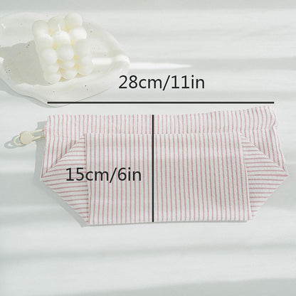 Fabric Tissue Box Cover with Handle, Pink Striped Cotton Tissue Holder for Home, Office, Bedroom, Car – Decorative Washable Tissue Case