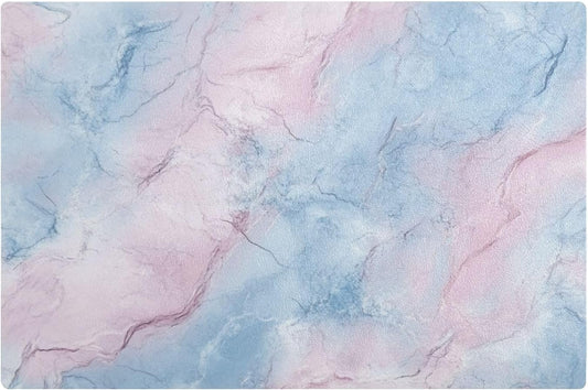 Pink and Light Blue Marble Texture Decorative Coffee Mat for Kitchen Leather Absorbent Coffee Machine Accessories for Countertop