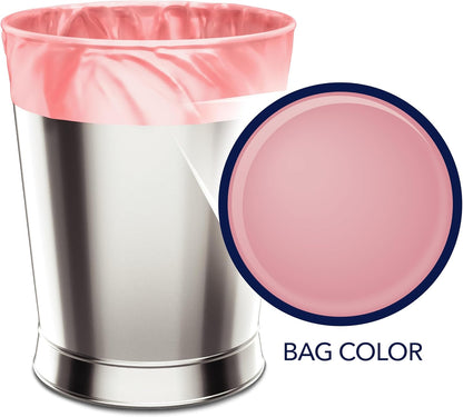 Color Scents Small Trash Bags - 4 Gallon, 60 Bags (2 Pack of 60 Count), Twist Tie - Pink Bag in Teakwood + Rose Scent with Microban