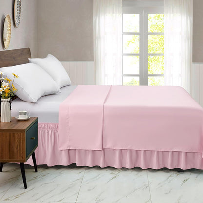 FreshCulture Full Bed Skirt, Elastic Wrap Around Bed Skirt Full Bed, Easy Fit with 15-Inch Tailored Drop, Hotel Quality Dust Ruffle for Full Size Bed, Bed Skirt Full Size (Dusty Pink)