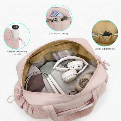 Mini Gym Bag for Women Girls, Crossbody Tote Bag with Wet Pocket, Water Resistant Travel Duffle Bag, Dance Workout Sport Bag, Pink (Pink, M)