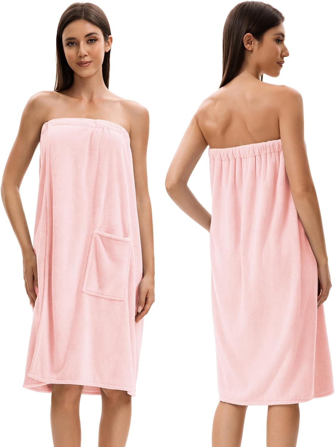 Towel Wrap For Women After Shower，Plush Bath Robe Female，Sauna Spa Wrap Around Towels With Pockets