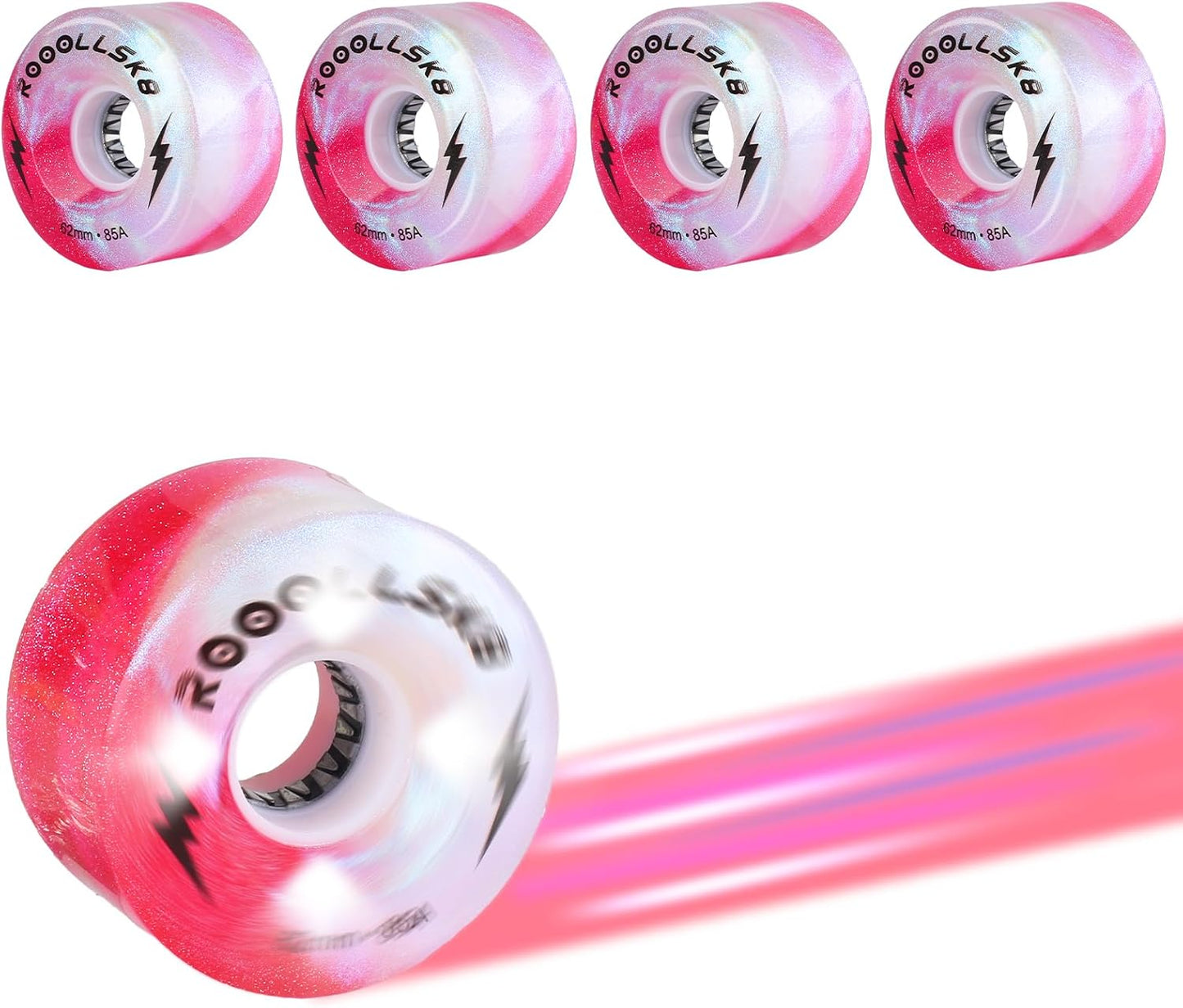 Roller Skate Wheels Light up Skate Wheels Indoor and Outdoor Glow Quad Skate Wheels 85A 62MM