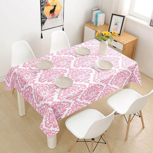 Castle Fairy Pink Damask Tablecloths,Vintage Floral Table Cloth,Coquette Bohemian Print Table Accessories for Kitchen Dining Room Decor,Elegant Classic Dining-Table Cover,55"x71"