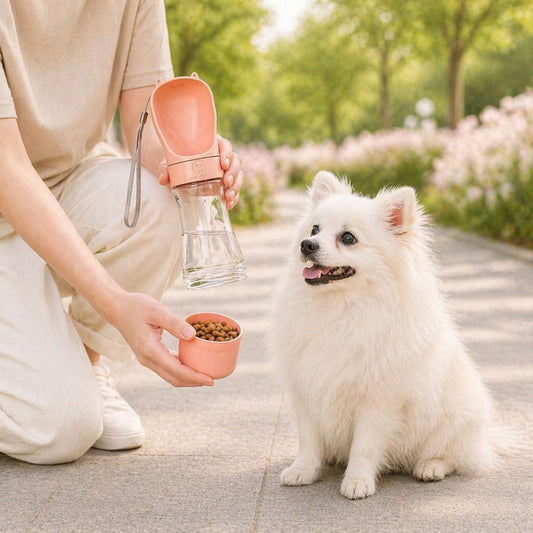 Portable Pet Water Bottle, Travel Drinking Dispenser for Dogs and Cats (Pink)