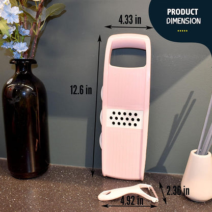 NACOLUS Mandoline Slicer for Kitchen Slicer Vegetable Cutter 5 In 1 Veggie Slicer Potato Slicer waffle fry cutter Hot Swap Mandolin with Peeler for Vegetables Carrot Shredder Cucumber Slicer - Pink