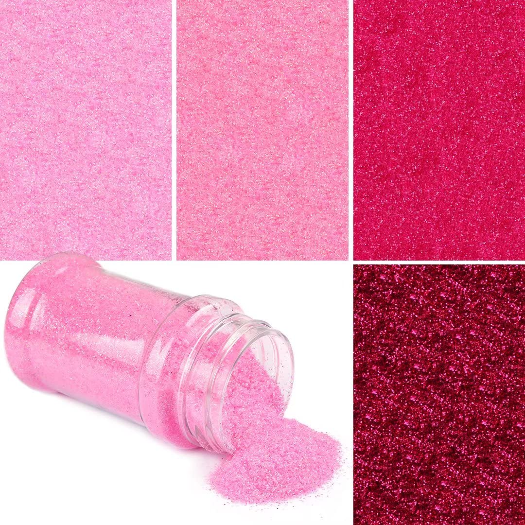 TORC 6 oz Pink Fine Glitter Set, Iridescent Pink Hot Pink Fine Glitter for Resin Crafts Tumblers Slime Cosmetic Nail Art Makeup Festival Decor