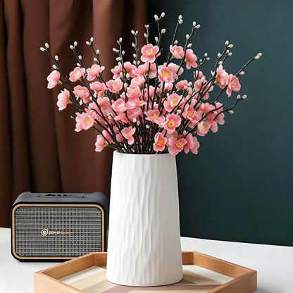 Artificial Cherry Flowers Branches 15PCS Silk Cherry Blossom Tree Stems Faux Cherry Flowers Vase Arrangements for Home Indoor Decoration Vase Table Living Room Bedroom Spring Decor (Pink)