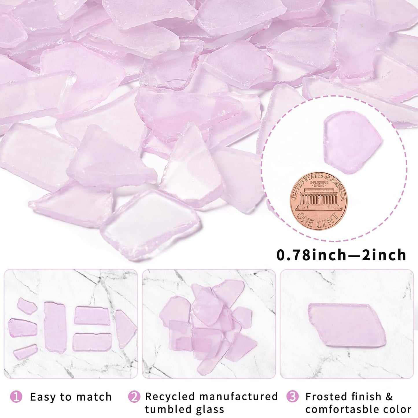 Versatile Sea Glass for Crafts - 16oz Pink Frosted Dyed Seaglass Pieces for DIY, Vase Filler, Art Craft Supplies, Beach Wedding, Home Decor