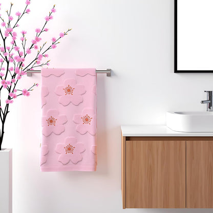2pcs Cherry Blossom hand towels for bathroom Decorative Towels Set 100% Cotton Pink Jacquard Spring summer floral bath towels dish kitchen towels kitchen Bathroom Decor Gift(cherry blossom Pink)