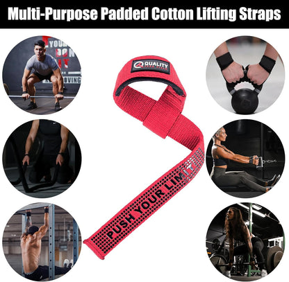 QTF Lifting Wrist Straps for Weightlifting, Gym Wrist Wraps Padded Wrist Support Wraps, Bodybuilding, Powerlifting, Deadlifting and Secure Grip
