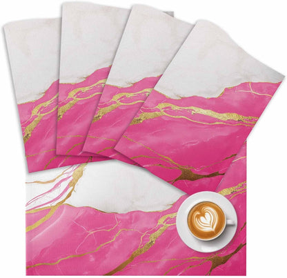 Abstract Marble Placemat Set of 4 Non-Slip Placemats for Dining Table Marble Pink Washable Table Mats, Heat Resistant Kitchen Table Mats for Party, Dining Room & Home Decor