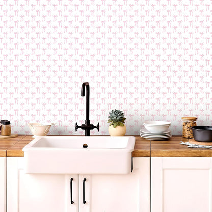 Drydiet Pink Bow Wallpaper Peel and Stick Contact Paper 11.8 x 78.7 in Pink Coquette Wallpaper Self Adhesive Removable Wall Sticker Paper for Home Locker Dorm Classroom Bedroom Living Room Decor