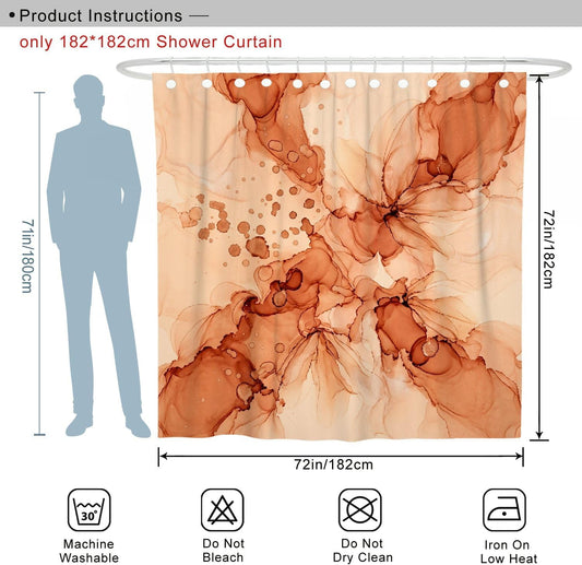 Flower Shower Curtain, Modern Artistic Abstract Splash Fall Peach Washable with Hooks Toile Cloth Shower Curtains for Bathroom Bathtub Apartment Decor 72x72 Inch