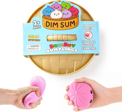 Dumpling Squishies, Giant Dumpling Mystery Box, Colorful Dumplings Stress Balls Fidget Sensory Toy, Stocking Stuffers with Food Steamer Stretchy Desk Toys (Pink)